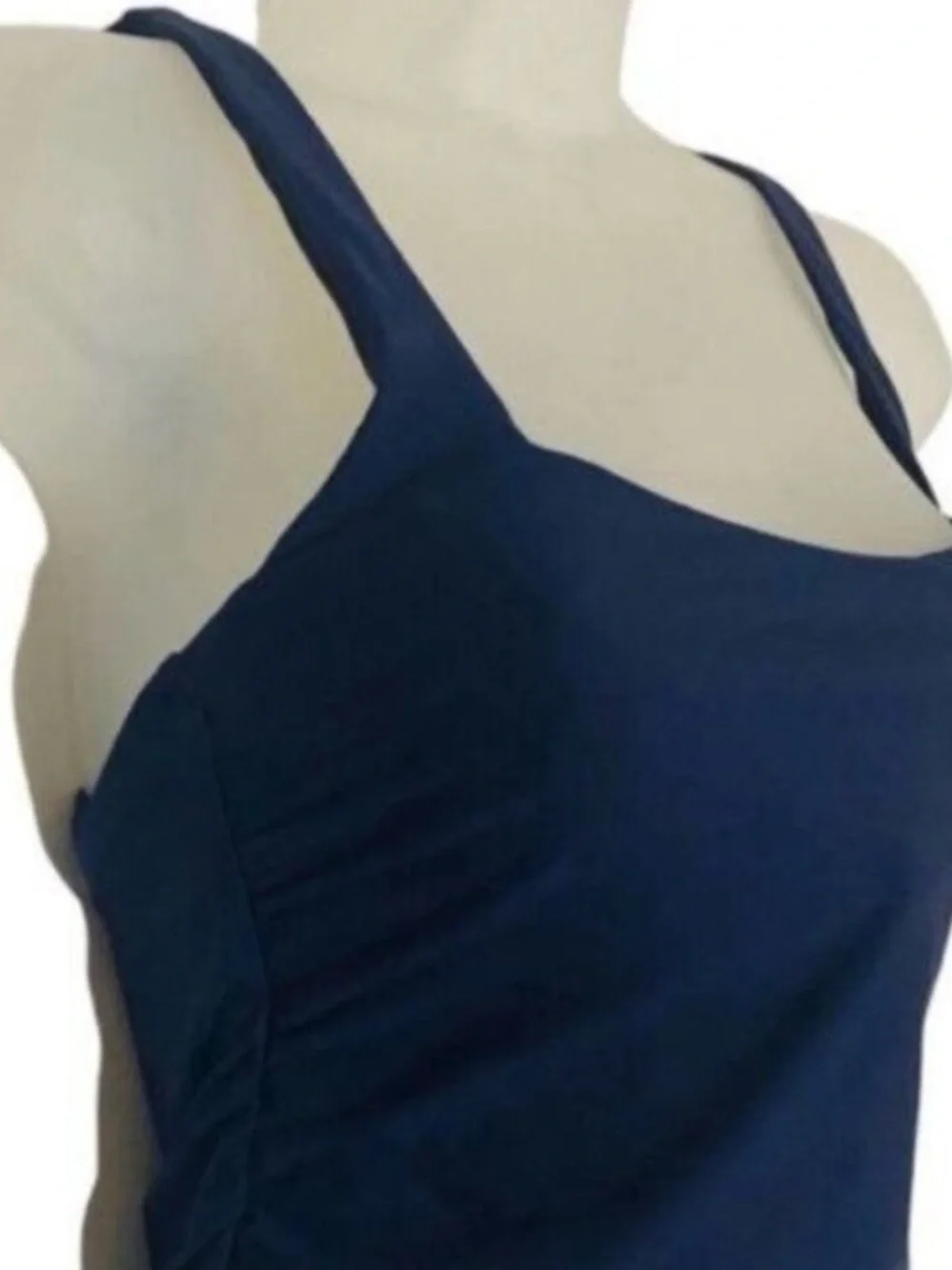 Athleta Square Neck Bra Cup Swim Tankini Blue UPF 50+ 32 D/DD